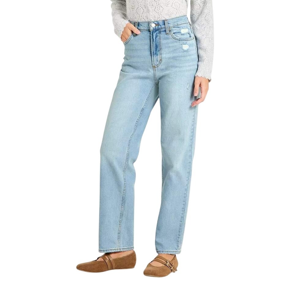 Universal Thread Women's Light Wash Distressed Vintage Straight Jeans Size 0R